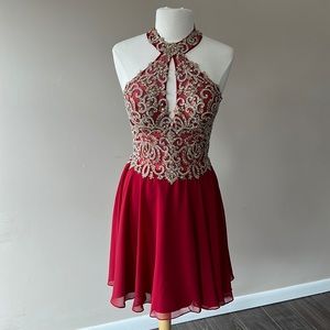 Jovani Short Dress in Burgundy